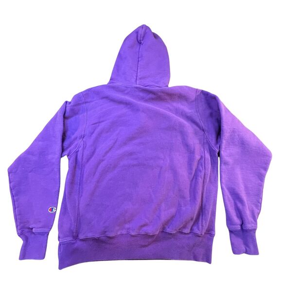 Vintage 90s Champion Reverse Weave Sweatshirt Hoodie Purple Pullover Medium Size - Picture 3 of 11